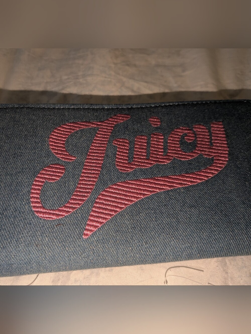 Juicy Couture Denim Zip Wallet with Pink Logo - Picture 2 of 7
